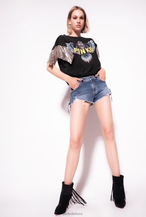 šortai | DH06P688 džinsiniai šortai su kutais Pinko lengvas vintažinis skalbimas