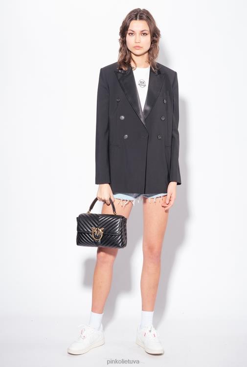 šortai | DH06P690 džinsiniai šortai su lazeriniu tropiniu motyvu Pinko žydra/balta