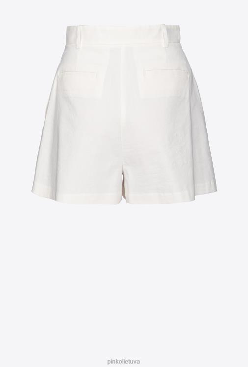 šortai | DH06P702 tamprūs lininiai šortai Pinko debesis baltas