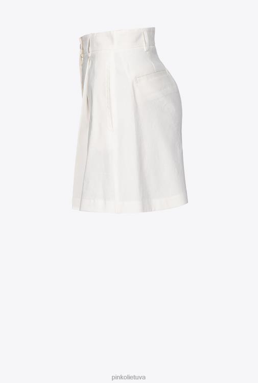 šortai | DH06P702 tamprūs lininiai šortai Pinko debesis baltas