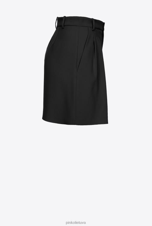 šortai | DH06P704 tamprūs krepiniai šortai Pinko limuzinas juodas