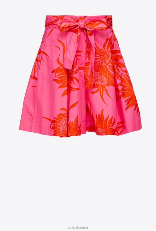 šortai | DH06P736 šortai su didelėmis spausdintomis gėlėmis Pinko rožinė/raudona