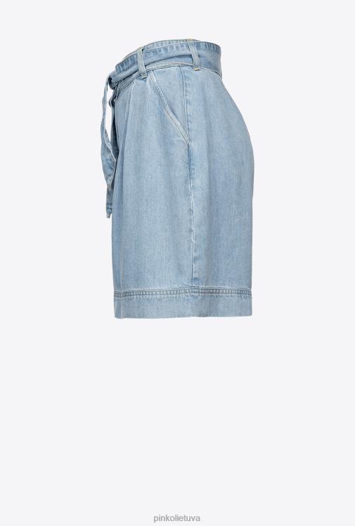 šortai | DH06P749 slenkantys džinsiniai šortai Pinko vidurio plovimas