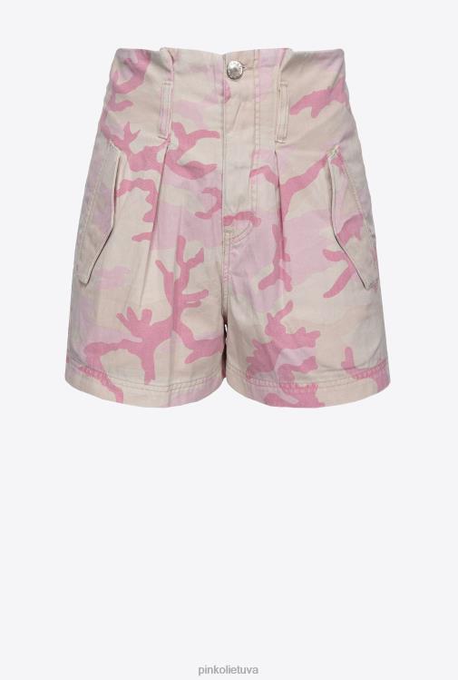 šortai | DH06P750 kamufliažiniai krovininiai šortai Pinko multi.nude/rožinė