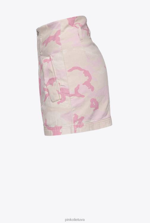 šortai | DH06P750 kamufliažiniai krovininiai šortai Pinko multi.nude/rožinė