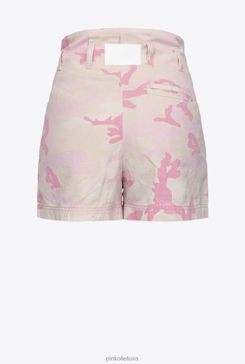 šortai | DH06P750 kamufliažiniai krovininiai šortai Pinko multi.nude/rožinė