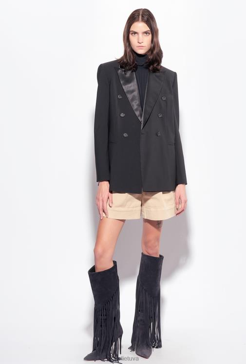 šortai | DH06P751 šortai su diržu aukštu liemeniu Pinko safari smėlio spalvos