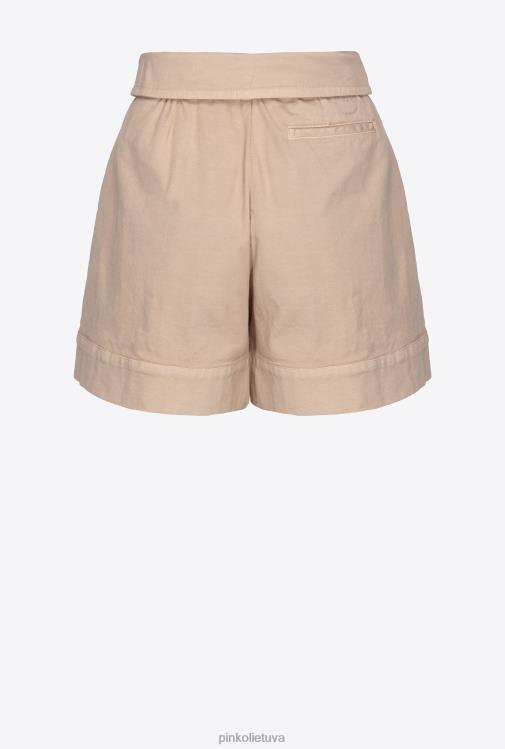 šortai | DH06P751 šortai su diržu aukštu liemeniu Pinko safari smėlio spalvos