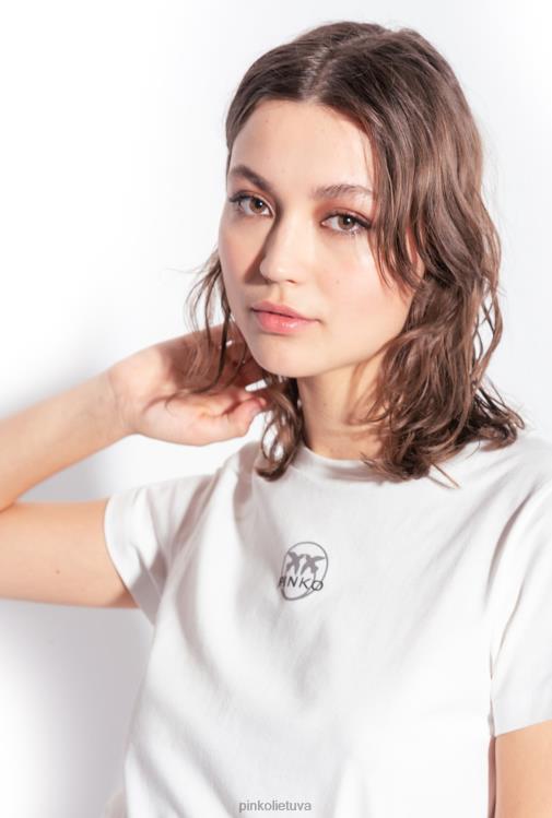 šortai | DH06P754 logotipu marginti šortai Pinko šilko baltumo