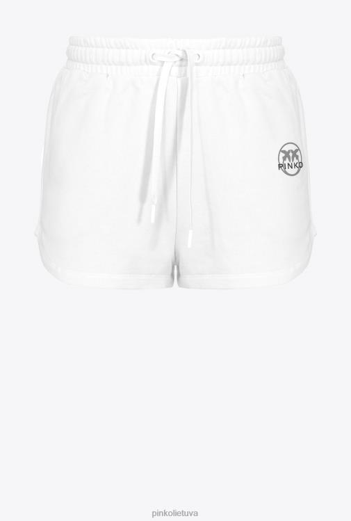 šortai | DH06P754 logotipu marginti šortai Pinko šilko baltumo