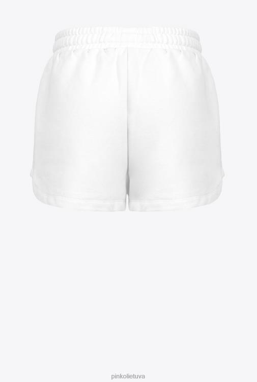 šortai | DH06P754 logotipu marginti šortai Pinko šilko baltumo