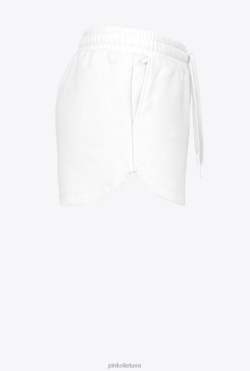 šortai | DH06P754 logotipu marginti šortai Pinko šilko baltumo