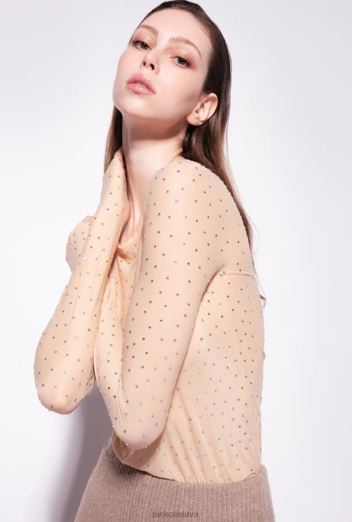 apatinis trikotažas | DH06P482 pilnai kalnų krištolinis megztinis Pinko smėlio spalvos-matinis migdolas