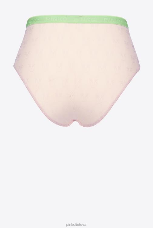 apatinis trikotažas | DH06P960 nėriniuotos kelnaitės aukštu liemeniu Pinko rožinė/žalia