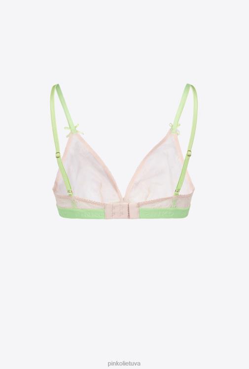 apatinis trikotažas | DH06P962 nėrinių trikampė liemenėlė Pinko rožinė/žalia