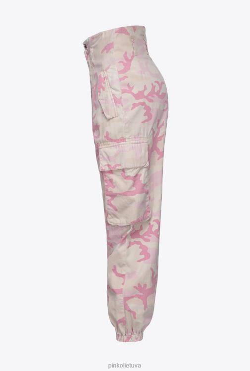 džinsai | DH06P646 kamufliažinės krovininės kelnės Pinko multi.nude/rožinė