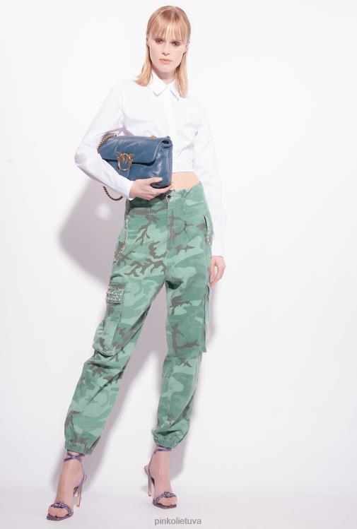 džinsai | DH06P647 kamufliažinės krovininės kelnės su cirkonio akmenimis Pinko daugiaspalvis: žalia/ruda