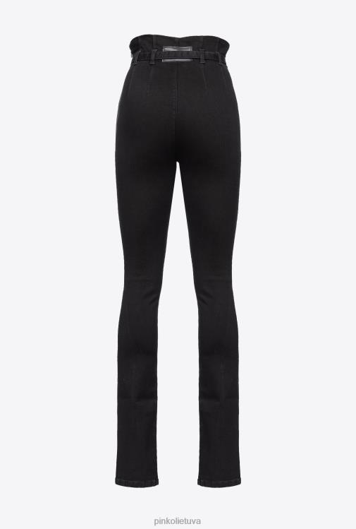 džinsai | DH06P722 ploni džinsai su skeltuku pakraštyje Pinko limuzinas juodas