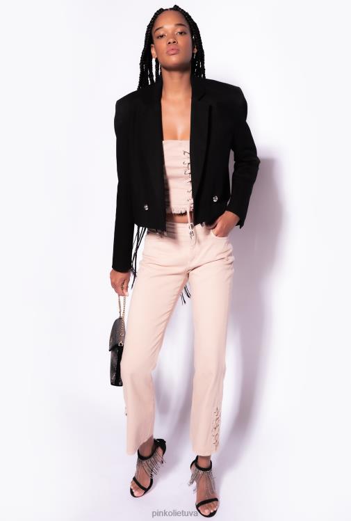 džinsai | DH06P816 suvarstomos kelnės apačioje Pinko regbio smėlio spalvos