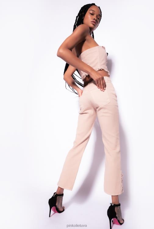 džinsai | DH06P816 suvarstomos kelnės apačioje Pinko regbio smėlio spalvos