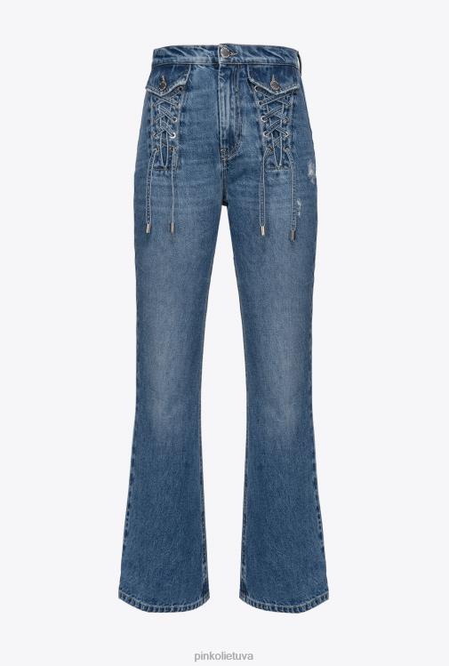 džinsai | DH06P818 platėjantys džinsai su raišteliu Pinko vidutinio derliaus plovimas