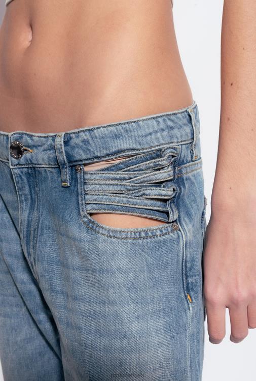 džinsai | DH06P847 platėjantys džinsai su suvarstoma detale Pinko vidutinio derliaus plovimas