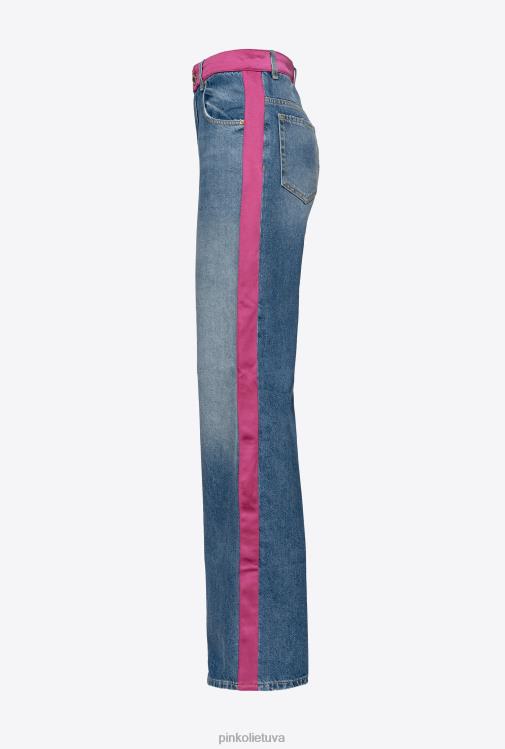 džinsai | DH06P855 džinsai su atlasu Pinko šviesiai mėlyna/fuksija