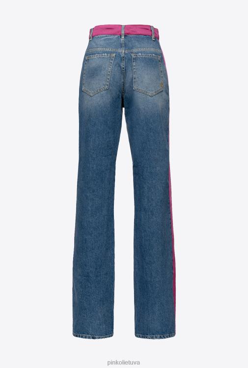 džinsai | DH06P855 džinsai su atlasu Pinko šviesiai mėlyna/fuksija