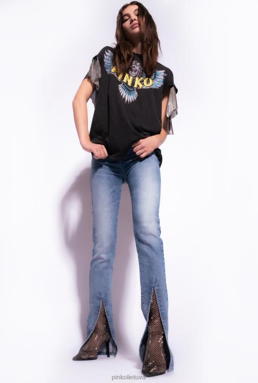 džinsai | DH06P856 vintažiniai siauri džinsai su skeltuku Pinko lengvas vintažinis skalbimas