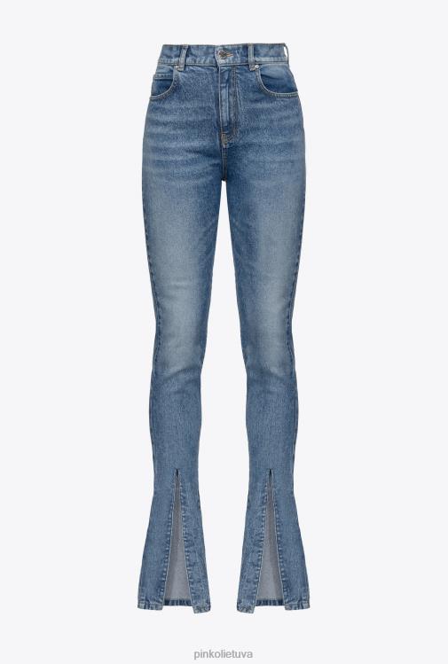 džinsai | DH06P856 vintažiniai siauri džinsai su skeltuku Pinko lengvas vintažinis skalbimas