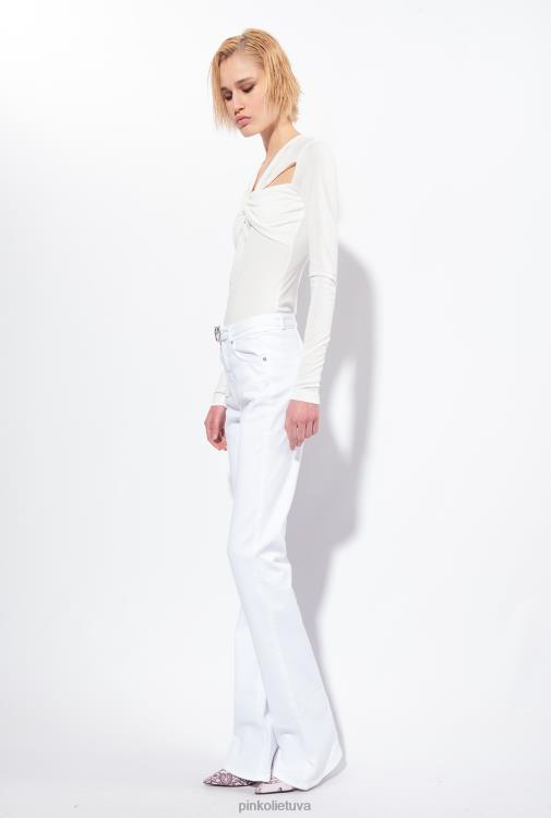 džinsai | DH06P858 platėjančios medvilninės jaučio kelnės Pinko ryškiai balta