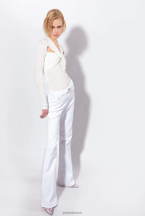 džinsai | DH06P858 platėjančios medvilninės jaučio kelnės Pinko ryškiai balta