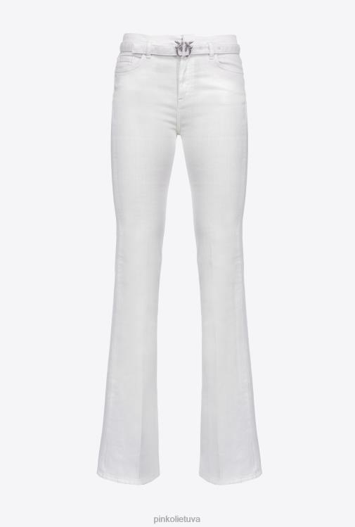 džinsai | DH06P858 platėjančios medvilninės jaučio kelnės Pinko ryškiai balta