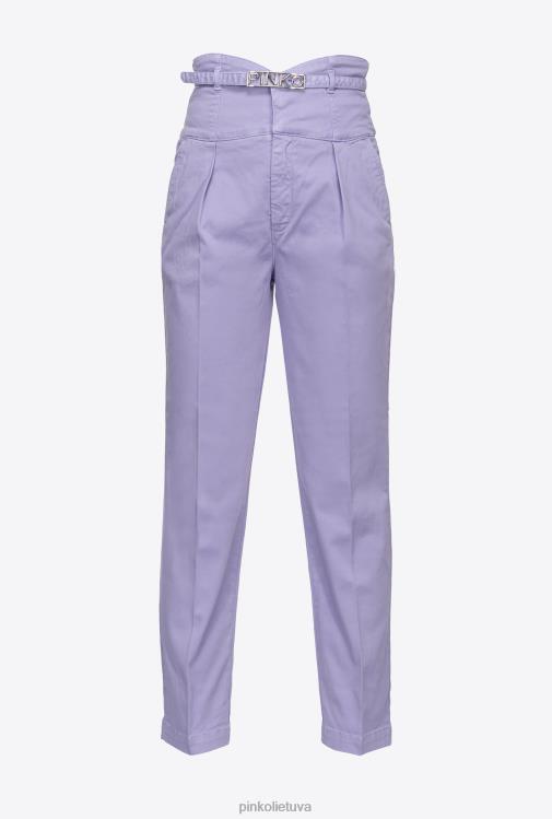 džinsai | DH06P859 krūtinės stiliaus kelnės su diržu Pinko violetinė