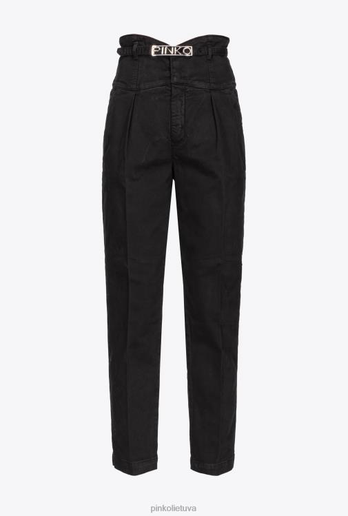 džinsai | DH06P860 krūtinės stiliaus kelnės su diržu Pinko limuzinas juodas