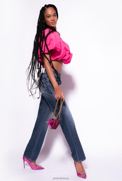 džinsai | DH06P862 aplenkti džinsiniai boyfriend džinsai Pinko tamsus vintažinis skalbimas