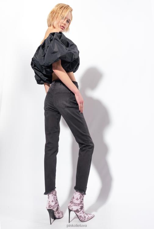 džinsai | DH06P867 siauri džinsiniai džinsai Pinko limuzinas juodas