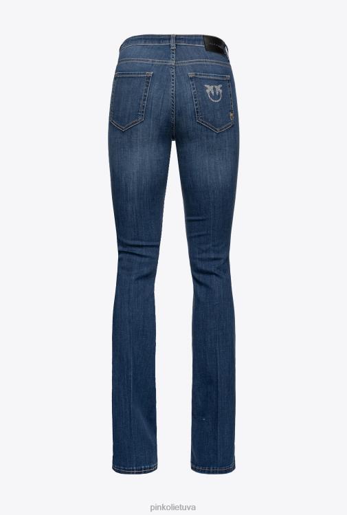 džinsai | DH06P869 platėjantys itin tamprūs džinsiniai džinsai Pinko tamsus vidurinis skalbimas