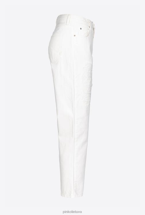 džinsai | DH06P873 nuliūdusios mamai prigludusios kelnės Pinko ryškiai balta