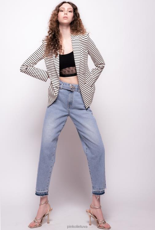 džinsai | DH06P886 mamai tinkantys džinsai su meilės paukščių diržu Pinko šešėlis mėlynas