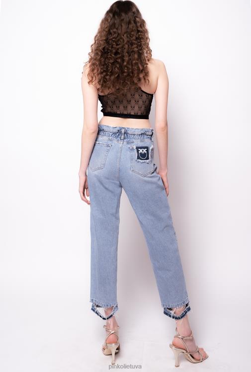 džinsai | DH06P886 mamai tinkantys džinsai su meilės paukščių diržu Pinko šešėlis mėlynas