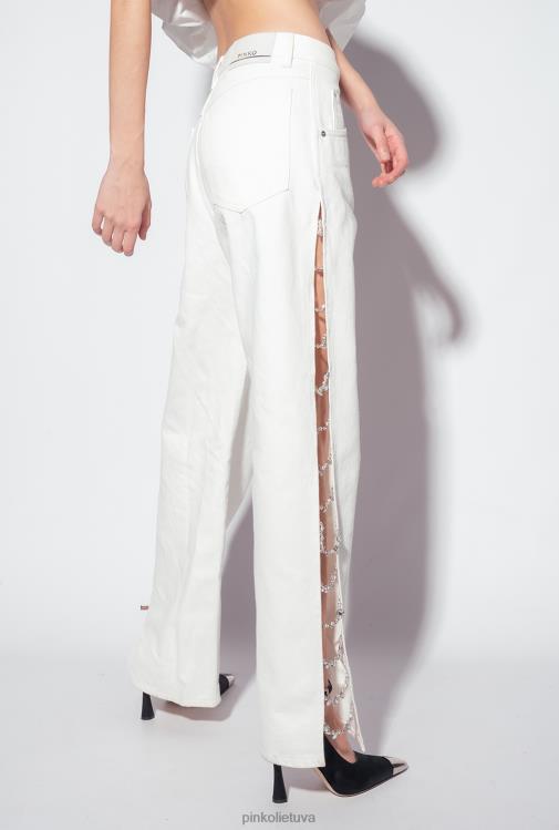 džinsai | DH06P887 galleria kalnų krištolinės grandinėlės kelnės Pinko beveik baltas