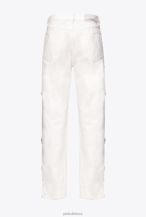 džinsai | DH06P887 galleria kalnų krištolinės grandinėlės kelnės Pinko beveik baltas