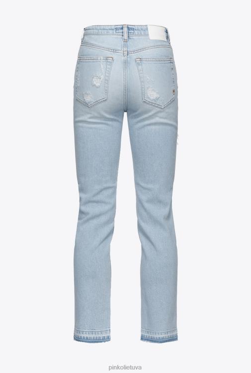 džinsai | DH06P893 ploni džinsiniai džinsai su plyšimo ir plyšimo detalėmis Pinko lengvas balinimo plovimas