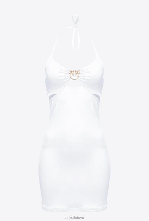 maudymosi kostiumėliai | DH06P207 mini suknelė su meilės paukščių sagtimi Pinko ryškiai balta