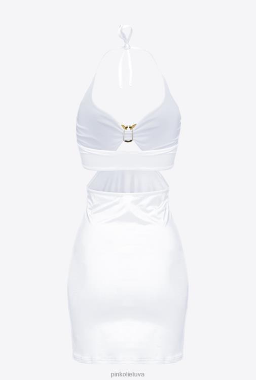 maudymosi kostiumėliai | DH06P207 mini suknelė su meilės paukščių sagtimi Pinko ryškiai balta