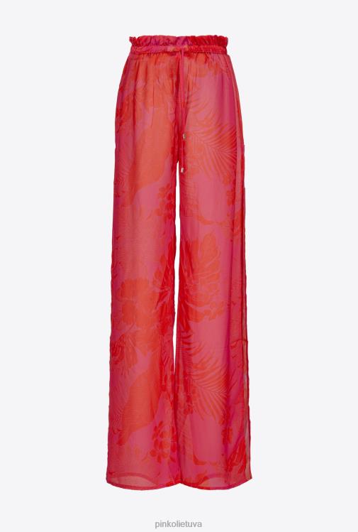 maudymosi kostiumėliai | DH06P777 plačios kelnės su gėlių raštu Pinko mult.rožinė/oranžinė