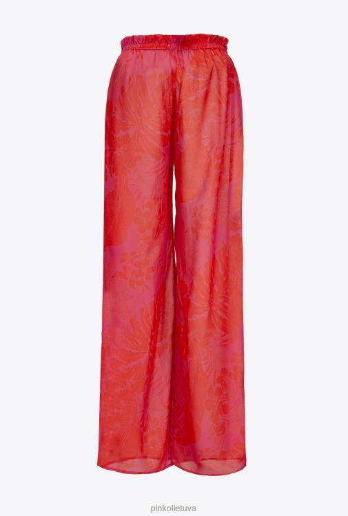 maudymosi kostiumėliai | DH06P777 plačios kelnės su gėlių raštu Pinko mult.rožinė/oranžinė