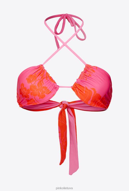 maudymosi kostiumėliai | DH06P944 gėlėtas bikinio viršus Pinko mult.rožinė/oranžinė