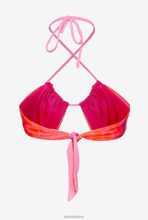 maudymosi kostiumėliai | DH06P944 gėlėtas bikinio viršus Pinko mult.rožinė/oranžinė